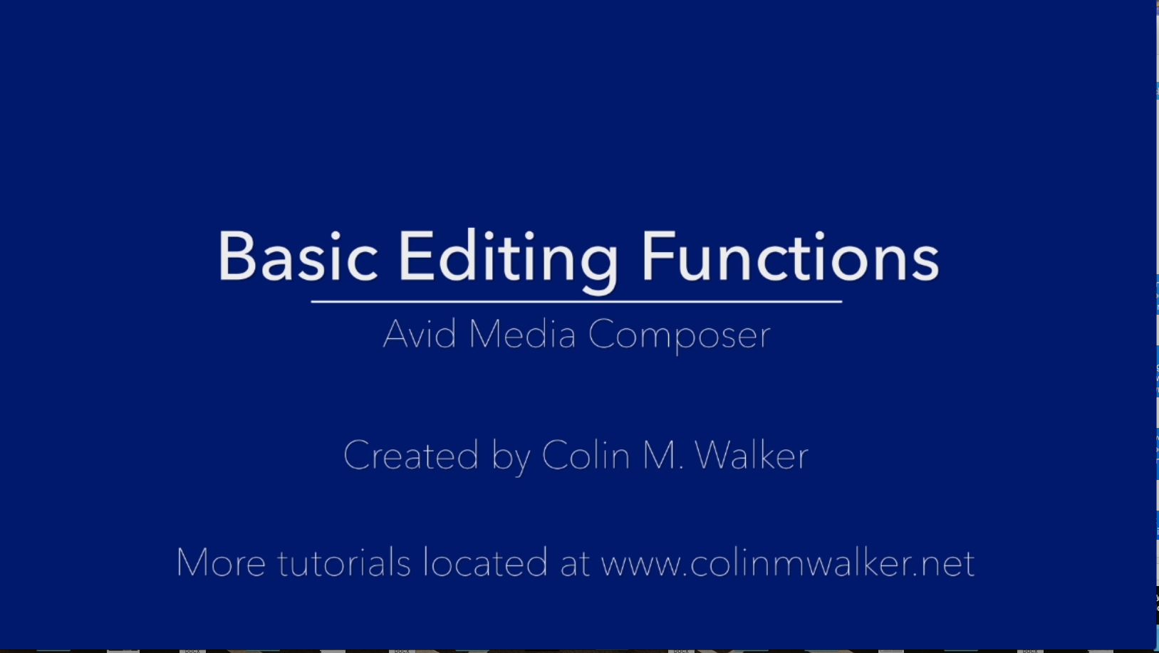 Basic Editing Functions in Avid Media Composer